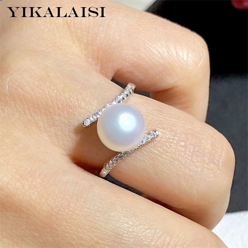 With Side Stones YIKALAISI 925 Sterling Silver Jewelry Pearl Rings Fine Natural jewelry 7 8mm For Women wholesale 230710bj