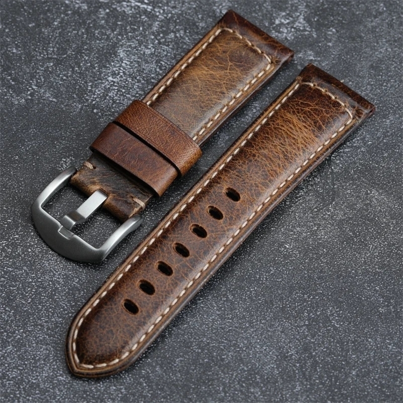 Handgefertigtes Leder-Uhrband für PAM111 441 Italienische Top-Layer-Leder-Lederöl-Wachsleder 20 22 24 26mm Männlicher Riemen 250121BJ