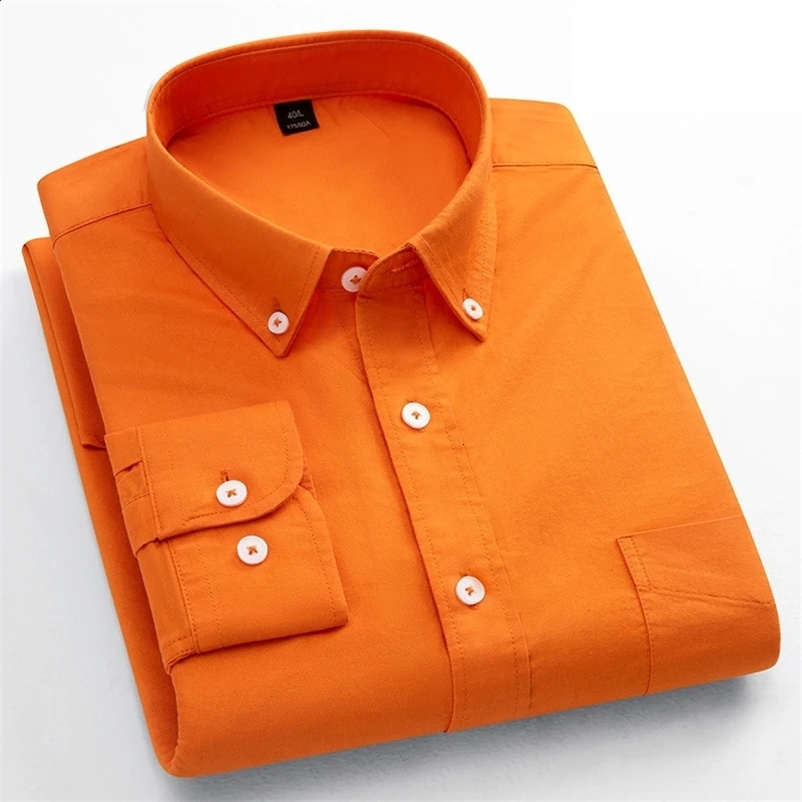 Classic and fashionable 100% pure cotton long sleeved mens single pocket slim fit casual top solid color office uniform240810bj