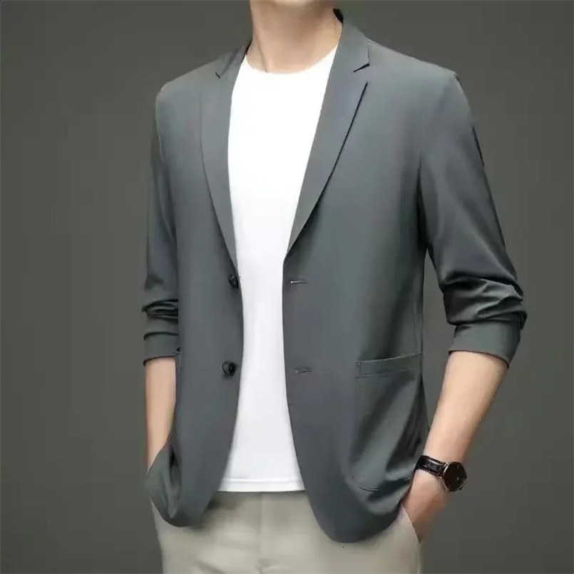Mens Western-style Solid Color Suit Top Casual Business Wear Jacket Spring Style Blazer For Men Fashionable Gentleman 250122