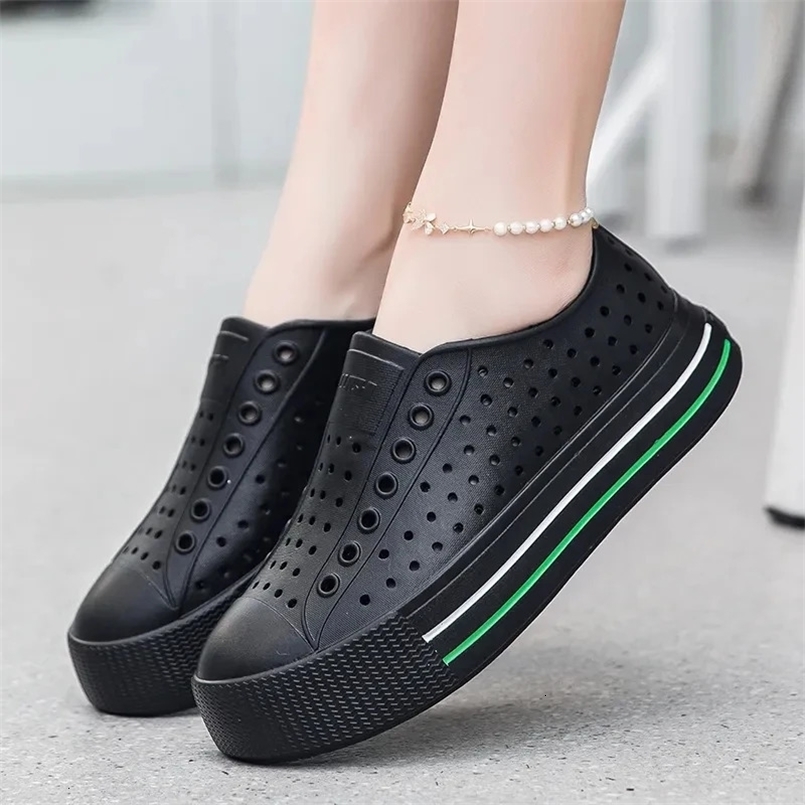 Thick Bottom Hollow Out Casual White Shoes Height Increasing Sandals Women Summer Outdoor Wading Seaside Vacation Beach Shoes 250213