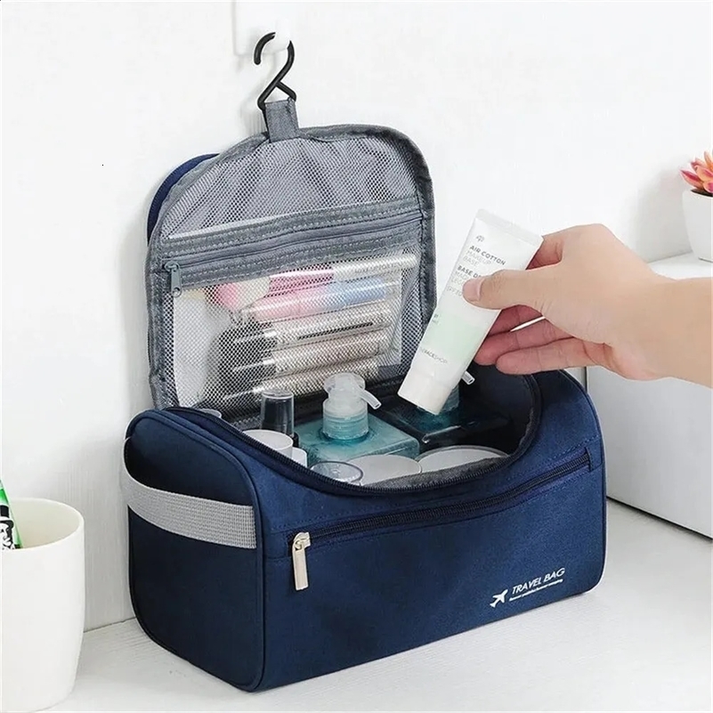 1PCS Men d'étanchéité Sac de rangement comestique haute capacité Organisateur de toilette de voyage en nylon suspendu femmes à glissière Zipper W