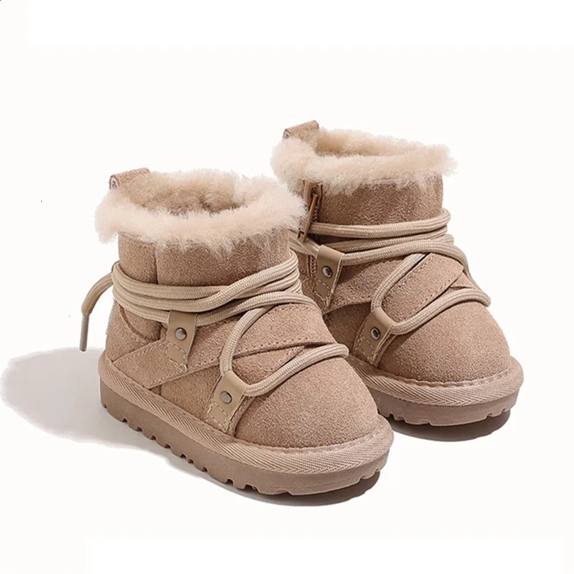 Winter Baby Snow Boots Leather Warm Plush Shoes Soft soled Boys Fashion Preschool Girls 1625 240925
