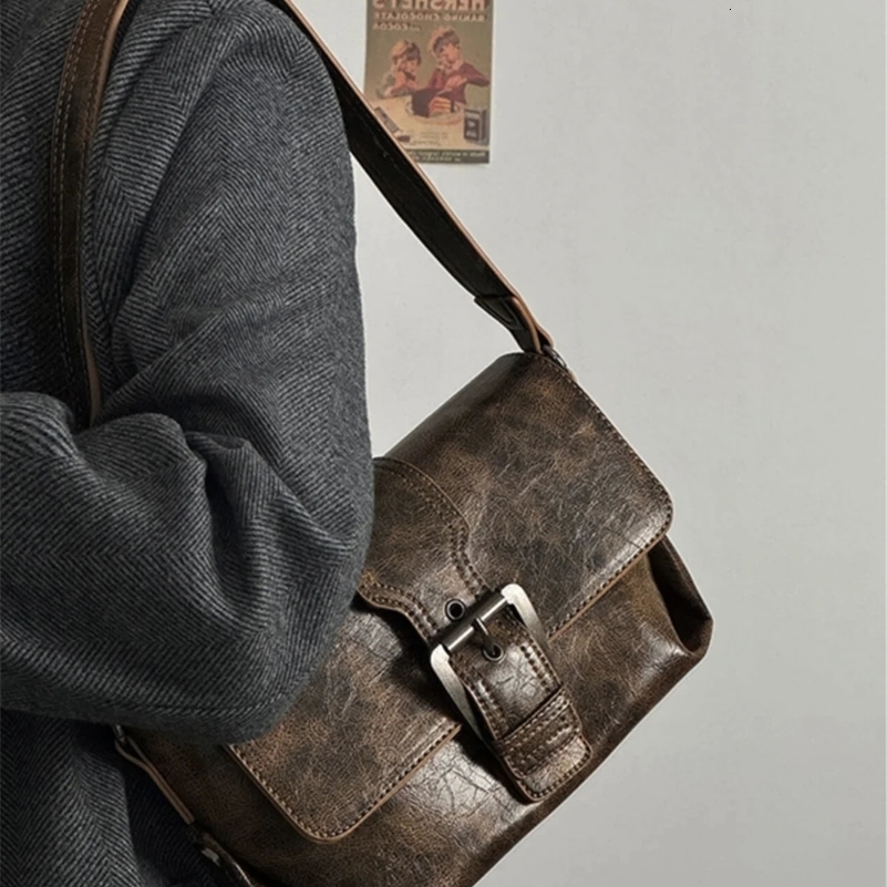 Jiaerdi Vintage Brown Underarm Sac femme rétro Handle Match Modèle Casual Y2K Sac à main dames harajuku solide Bolsa 2024 240924