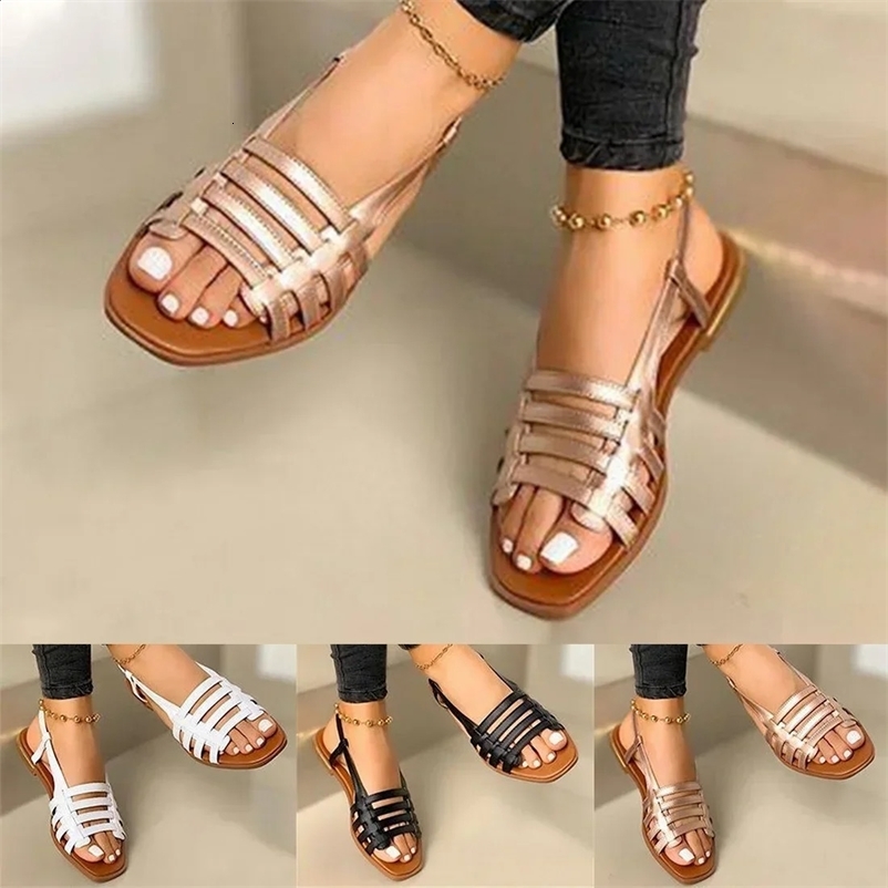 Women Sandals Woman Summer Hollow Out Roman Shoes 2024 Womens Gladiator Open Toe Beach Flats Ladies Footwear Plus Size 35-43 250402bj