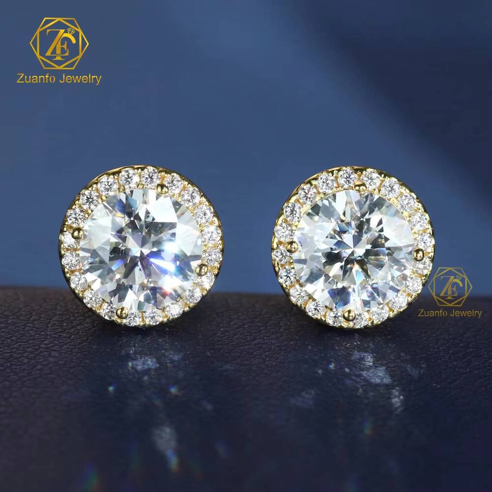 Wholesale Bulk Hiphop Earring 1CT 2CT Ice Out VVS Moissanite Diamond Sterling Silver 925 Moissanite Stud Earrings for Men Women