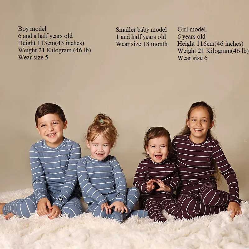 AAstriped pajamas children boy and girls two pieces set and baby footie rompers long sleeve autumnwinter ribbed cotton clothes X250923