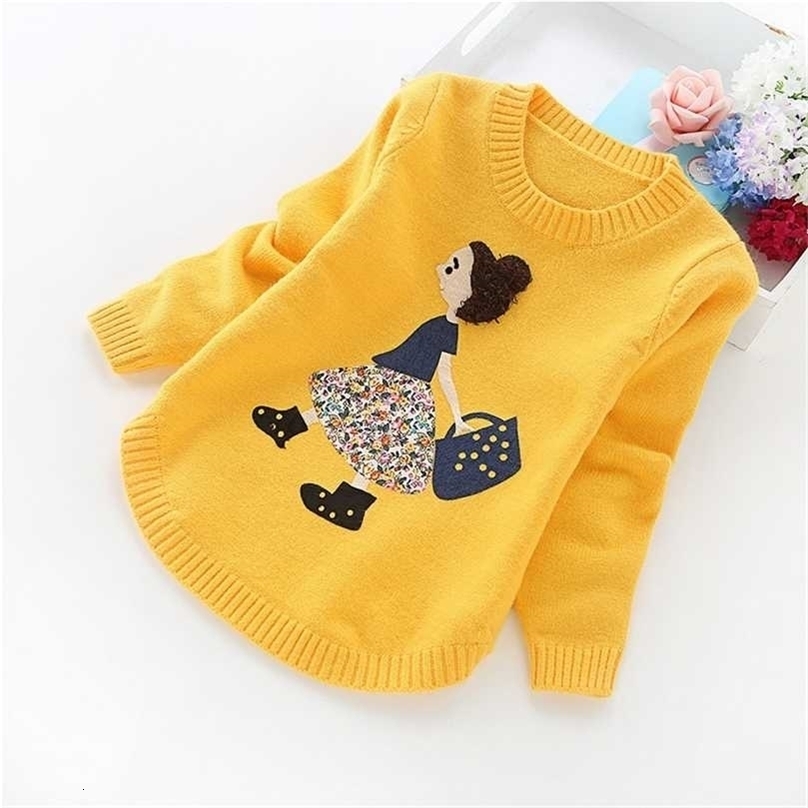 Spring Autumn And Winter Girls' Sweaters Children Clothes 4-14 Years Girls Sweater 211104