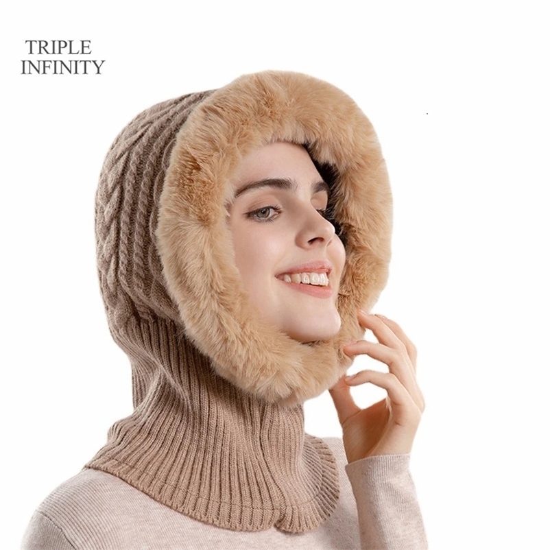 Beanie Skull Caps 2023 Warm Winter Hat Add Fluff Windproof Ear Protection Beanies Outdoor Neck Skullies Thick Knitted Bonnets For Women 231117bj