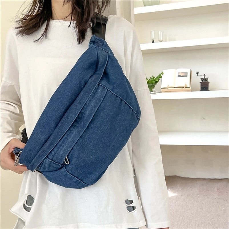Womens bags for sale in the autumn of high-quality paradigm denim waist bag simple trend lightweight and casual chest bag 241127bj