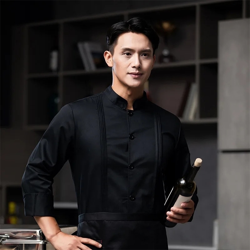 White Overalls Mens Short Chinese Style el Restaurant Dining Kitchen Baking Chef Uniform Long Sleeve 240816