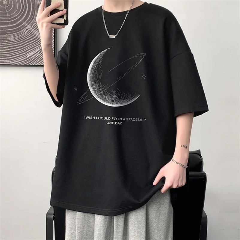 Mens Cotton Oversized T-shirt Loose Tops Tshirts For Clothing Breathable Casual Pattern Short Sleeve Tees Streetwear Recommend 241224