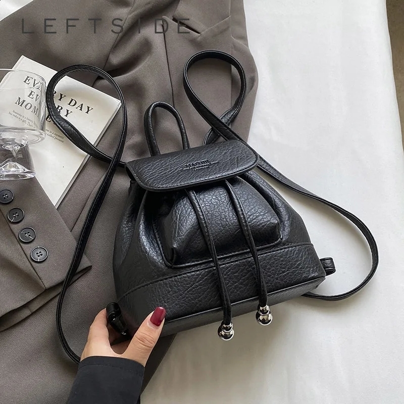 LEFTSIDE Candy Color Womens Cute Small Pu Leather Backpacks 2024 Y2K Korean Fashion Solid Color Backpack Lady Travel Back Packs 250122
