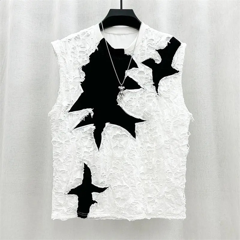 Mens Summer Fashion Casual Splicing Sleeveless Tank Top T-shirt Splicing Work Contrast Color Mens Sleeveless Top 240816bj