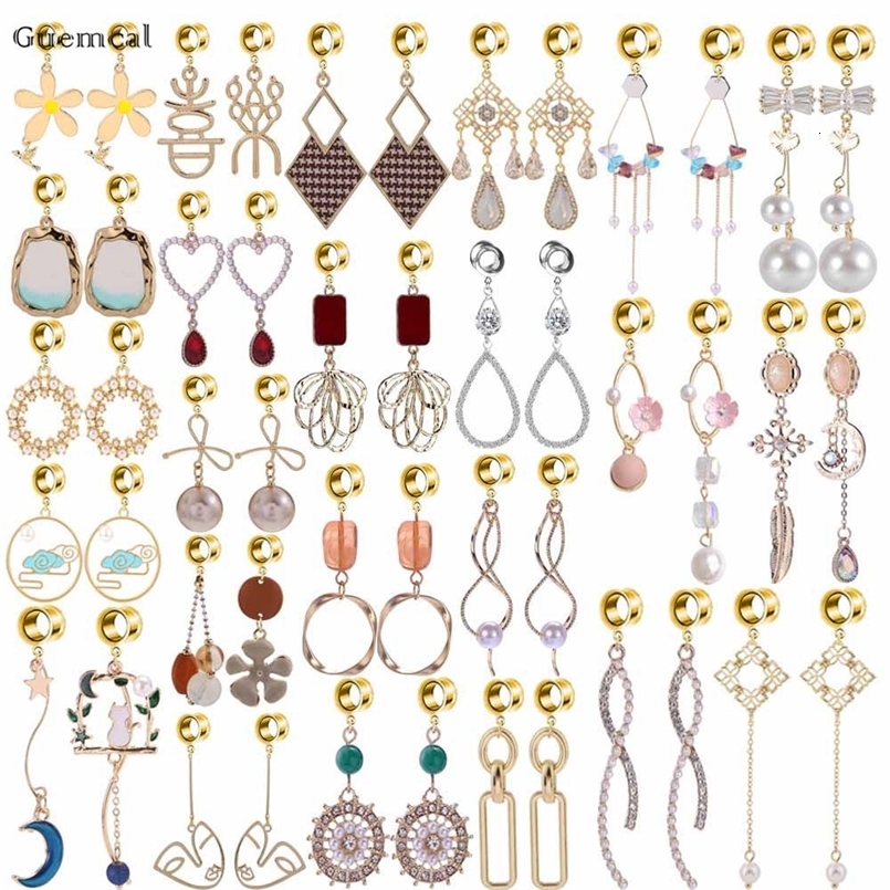 Nose Rings Studs Gual 2pcs Fashion Small Fresh Pearl Bowknot Flower Pendant Ear Piercing Jewelry 230325
