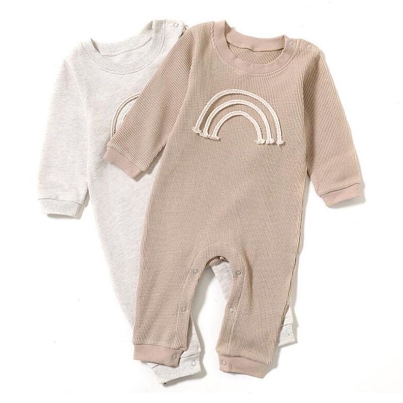 Infant Spring Summer Baby Boy Girl Pure Color Rompers Kids Boys Girls Clothing Long Sleeve Jumpsuit 211101