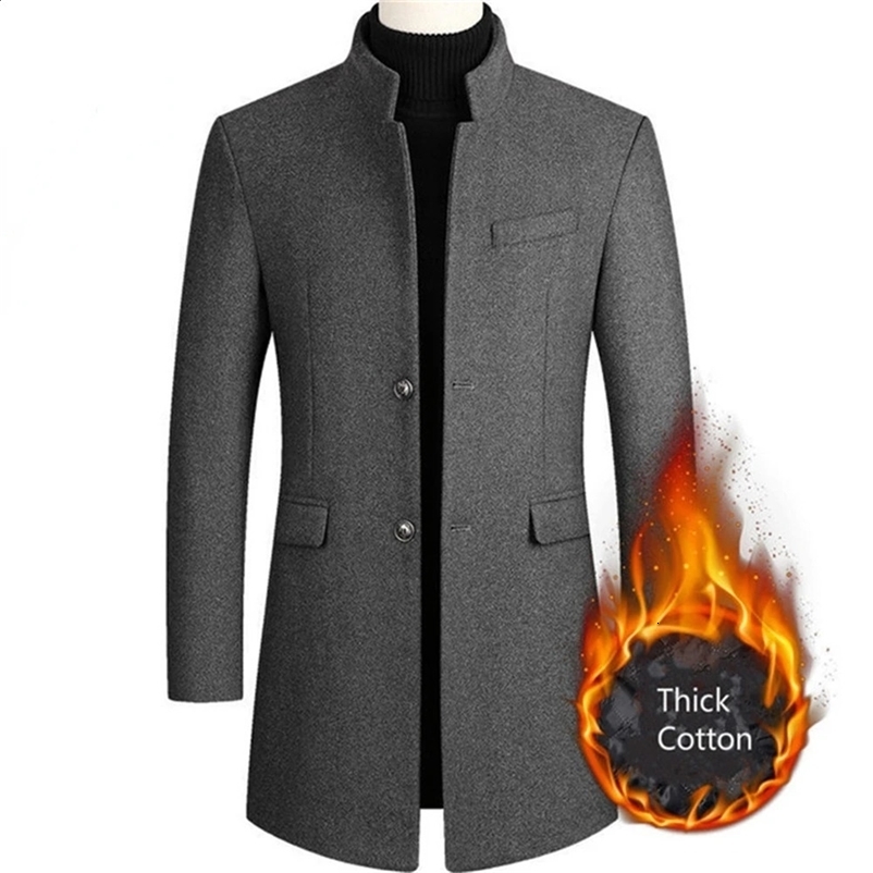 winter fashion mens slim fit long sleeved cardigan blend jacket set solid mens long wool jacket 241007bj