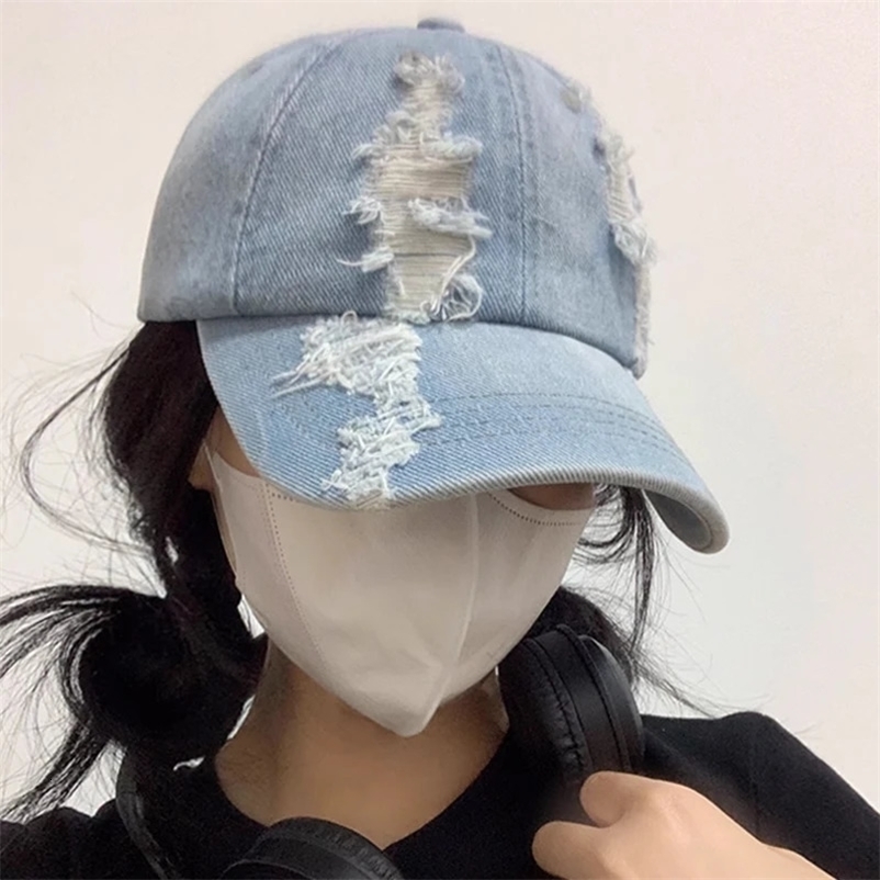 Ball Caps Washed Distressed Denim Baseball Cap Vintage Unisex Cotton Sport Hat Outdoor Top Breathable Versatile Sunshade Women Men 231025bj