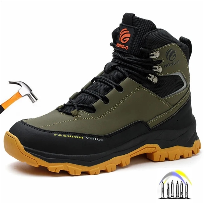 Zapatos de seguridad para hombre, zapatillas de deporte impermeables de seguridad para el trabajo, botas altas, zapatos de trabajo antipinchazos, za