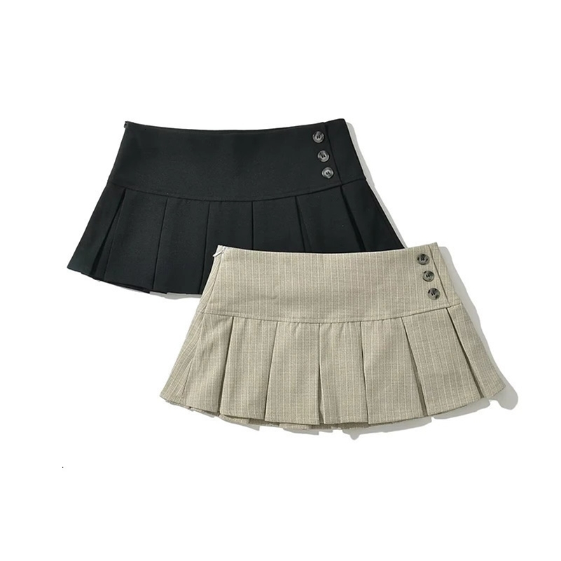 YENKYE American Retro Pleated Mini Skirt Women Sexy Low Waist Summer Skirts Cool Girl Y2K saia 250606