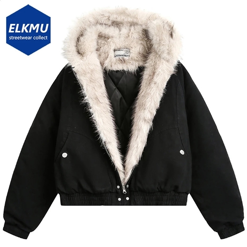 Mens Winter Jackets Padded Coat Thicken Warm Parkas Fur Collar Outwear Streetwear Harajuku Oversized Jacket 250102bj