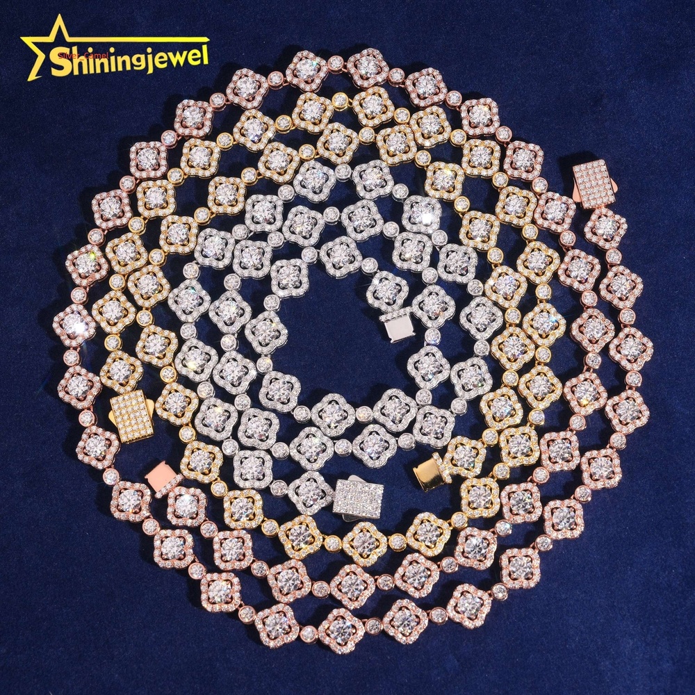 925 Silver Jewelry Fashion Iced Out Gold Plated GRA Certificate Pass Diamond Tester Moissanite Chain Necklace