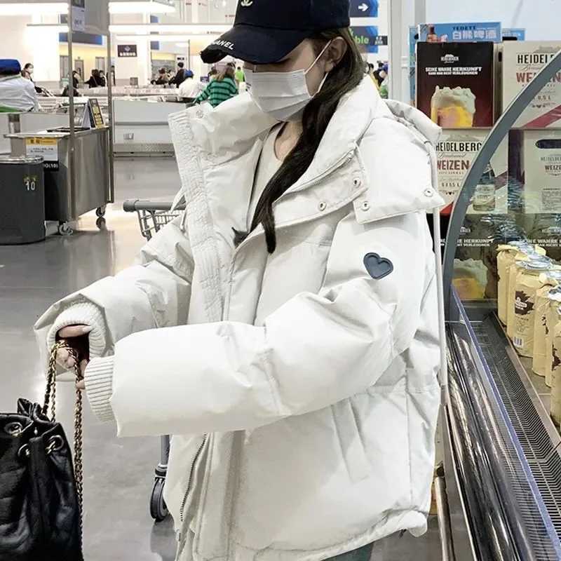 2024 New Parkas Winter Warn Casual Loose Womens Jacket Hooded Duck Down Coats Solid Oversize Soft Cotton Puffer Jacket Outwear Z250923