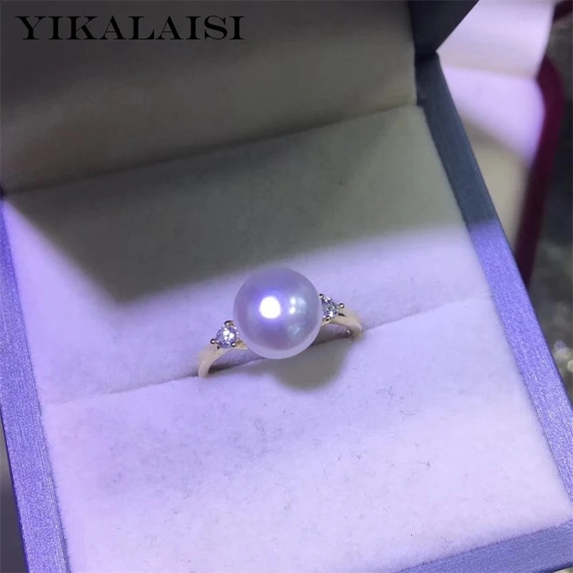 Wedding Rings YIKALAISI 925 Sterling Silver Jewelry Oblate Pearl Rings Fine Natural Pearl jewelry 8-9mm Rings For Women wholesale 231108