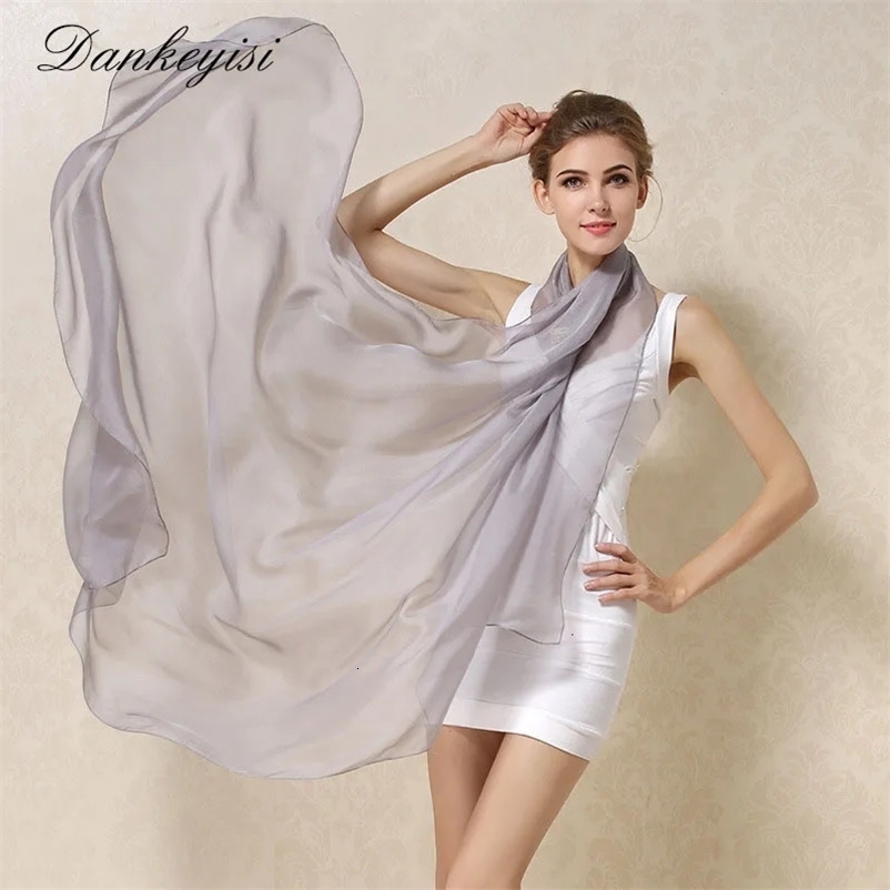 Dankeyisi womens 100% natural silk shawl womens pure silk shawl wrapped in solid color plus size Long Beach shawl 240515bj