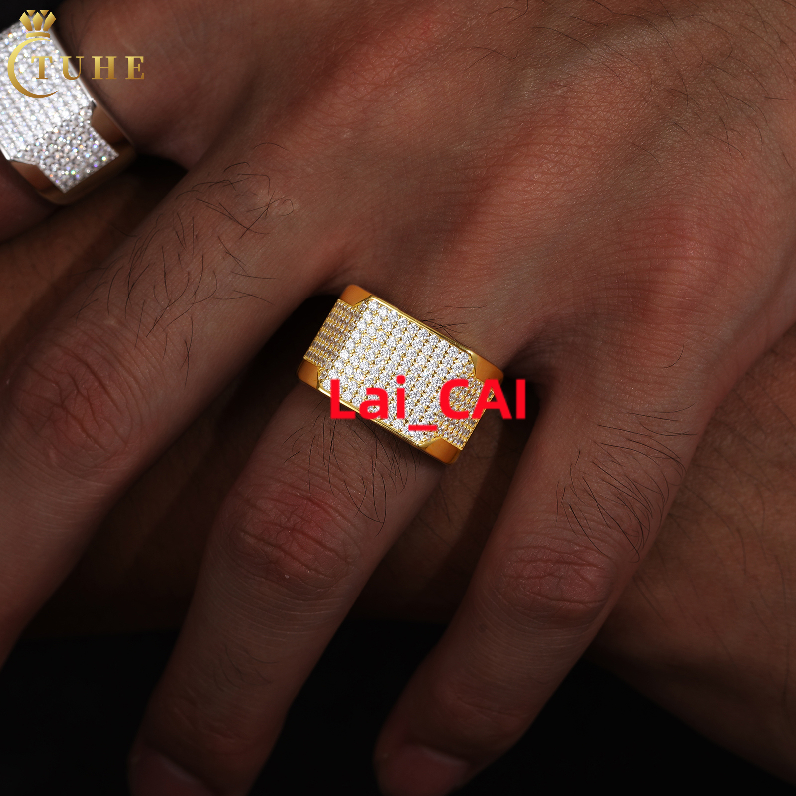 Luxury Sparkling Hip Hop Jewelry Wholesale 925 Sterling Silver VVS Moissanite Diamond Vintage Mens Signet Ring