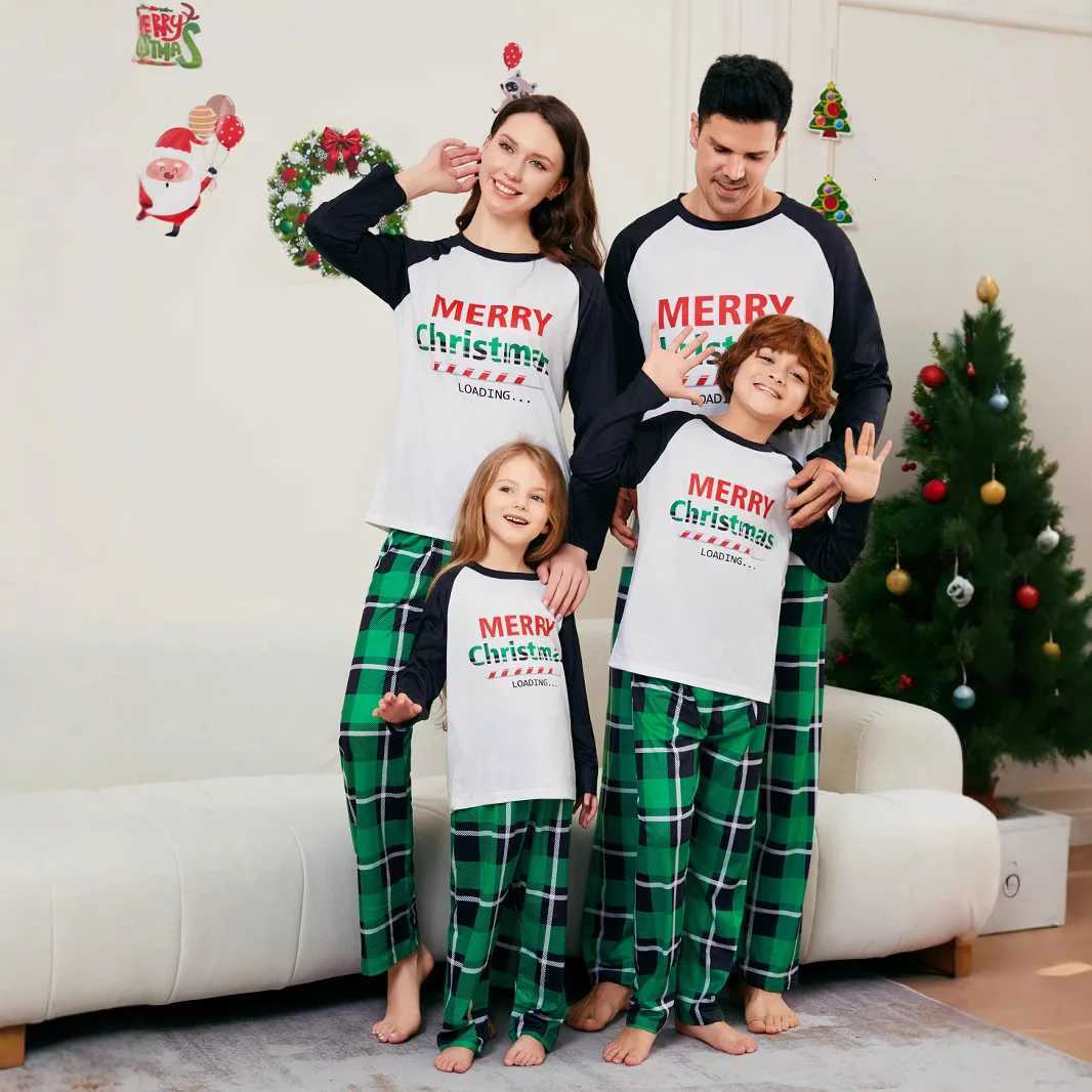 2025 New Christmas letter printed longsleeved home wear childrens and adult parentchild set Christmas and New Year clothing X250923