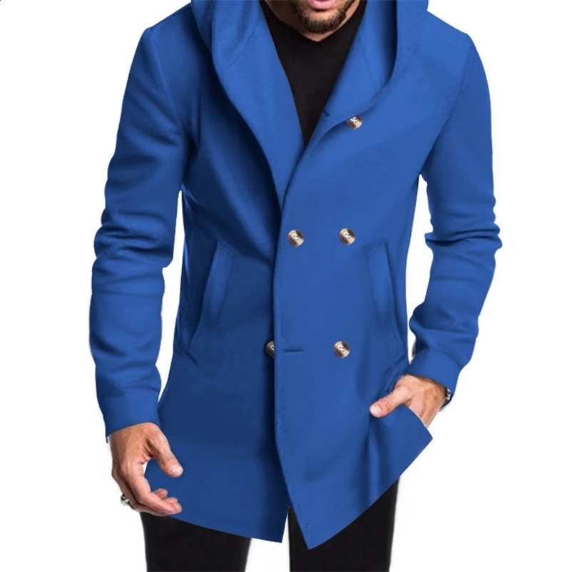 2024 European and American Mens Medium Length Slender Windshield Casual Solid Color 240823bj
