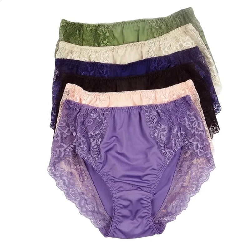 3PCS/Set Women Panties Delicacy Lace Underpants Female Briefs Sexy Lingeries Milk Silk Highly-elastic Plus Size 7XL Underwears 241119