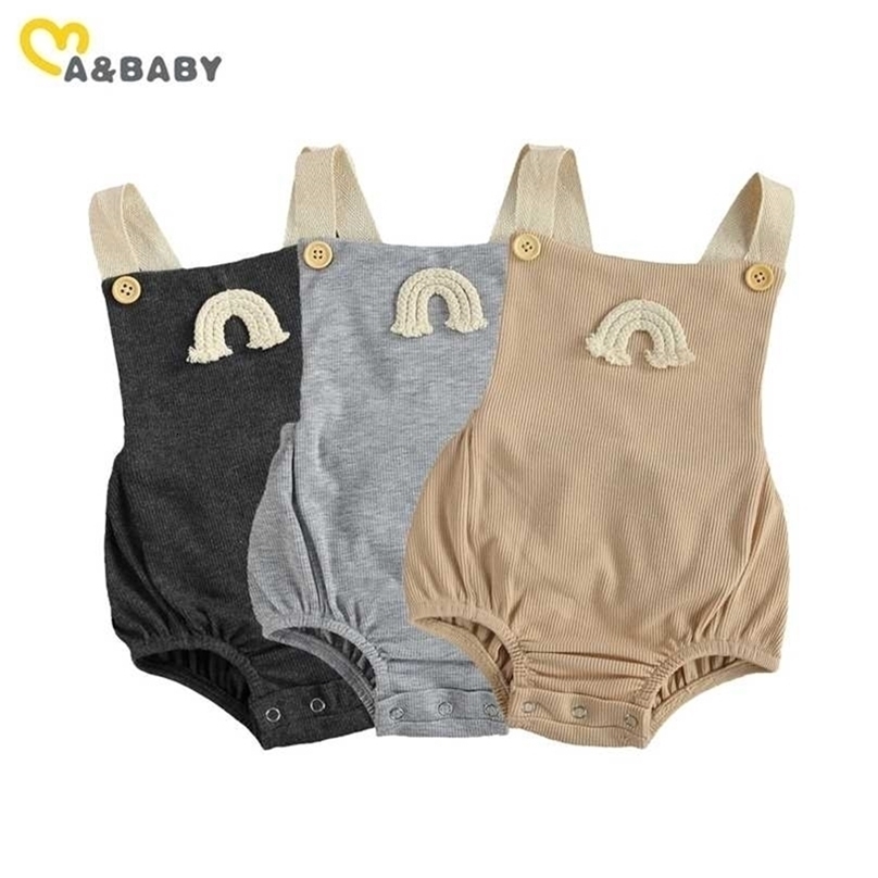 Ma&Baby 0-18M Summer Infant born Baby Boy Girl Rainbow Romper Overalls Sleeveless Jumpsuit Cute Clothes 211101