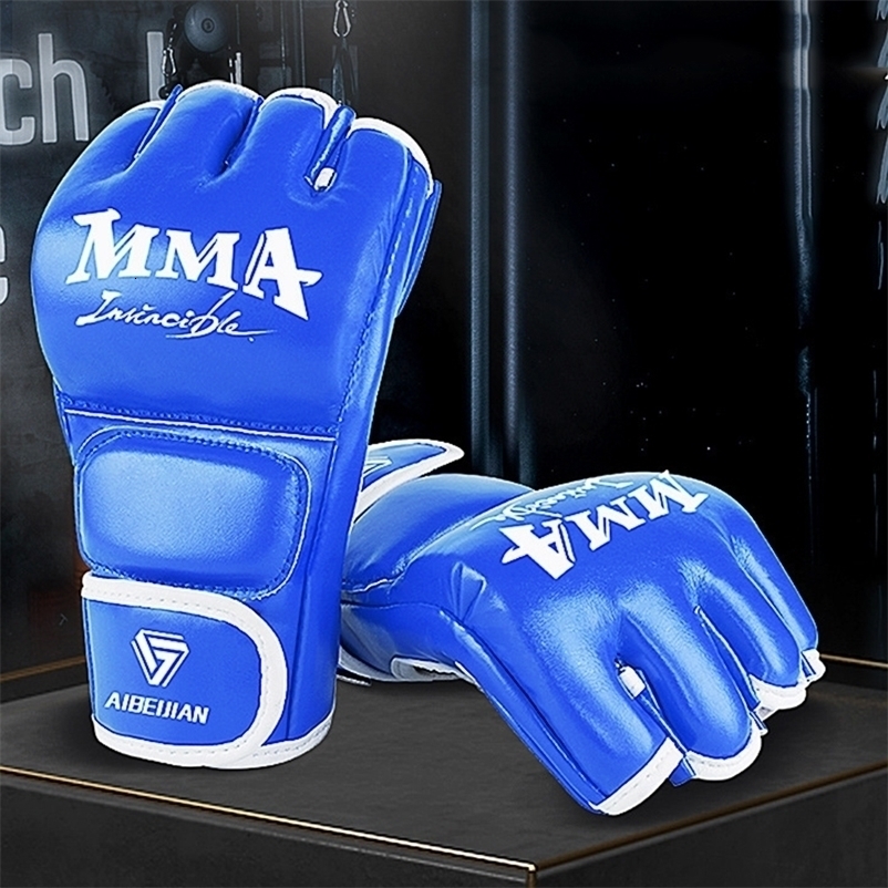 Sports Gloves Half Finger Boxing Training Gloves Wearable PU Kickboxing Protective Gloves Tear Resistant Breathable for Sports Supplies 230912
