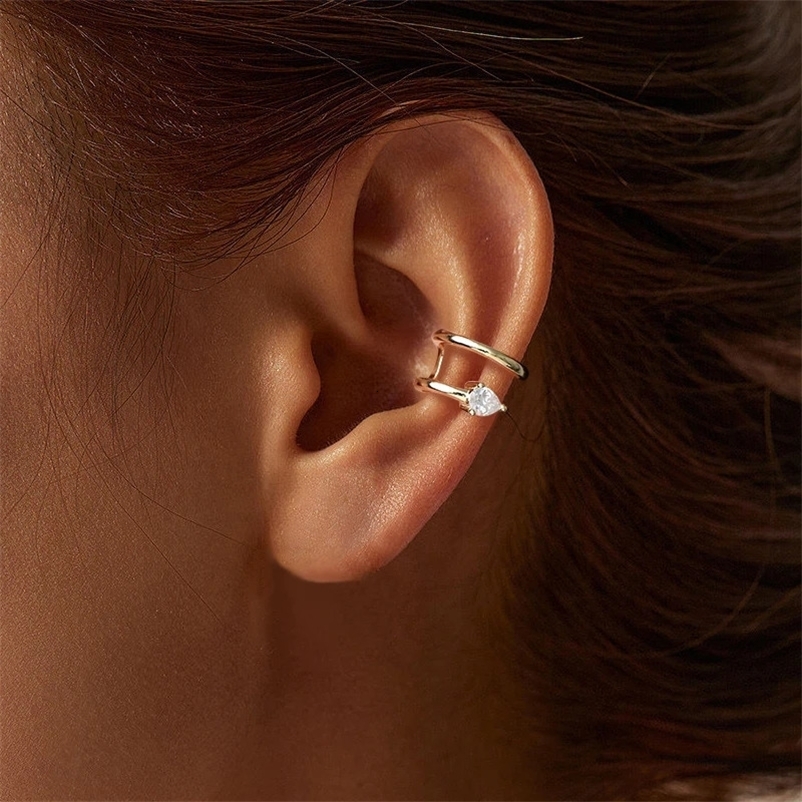 IOGOU Cuff Earrings for Women 925 Sterling Silver 0.6cttw Pear Cut D Ear Clips Earrings Accessories Fine Jewelry Gift 241225bj