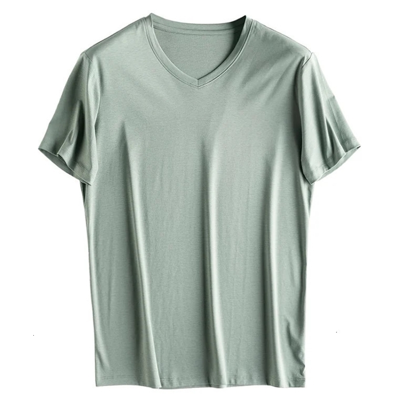 SuyaDream Mens Solid Tee Cotton Silk Blend Plain O neck Short Sleeved Cozy T Shirts Summer Simple Chic Top White Black 240708