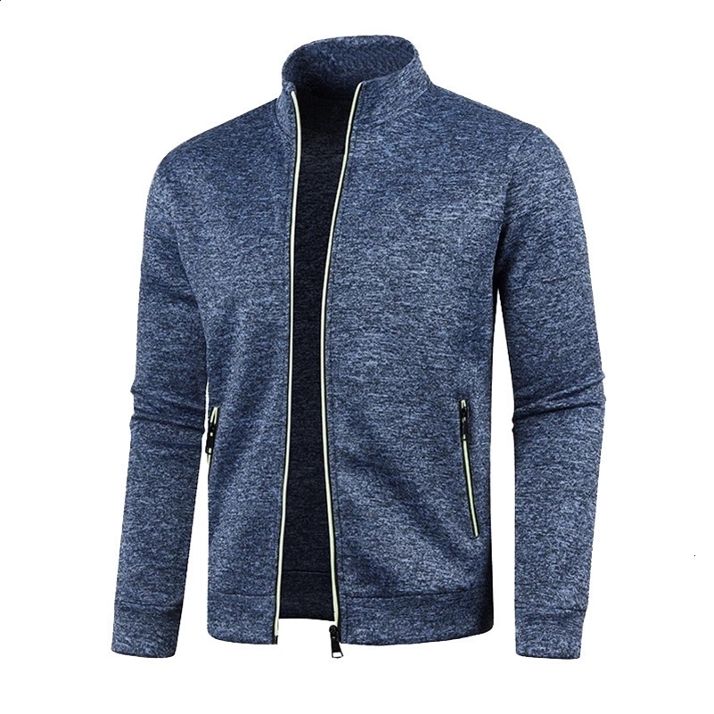 Men Knit Cardigan Thick Fleece Sweater Slim Zip-Up Jacket Warm Jumper Winter Coat Casual Knitwear Sweatshirt Man Clothing 250206