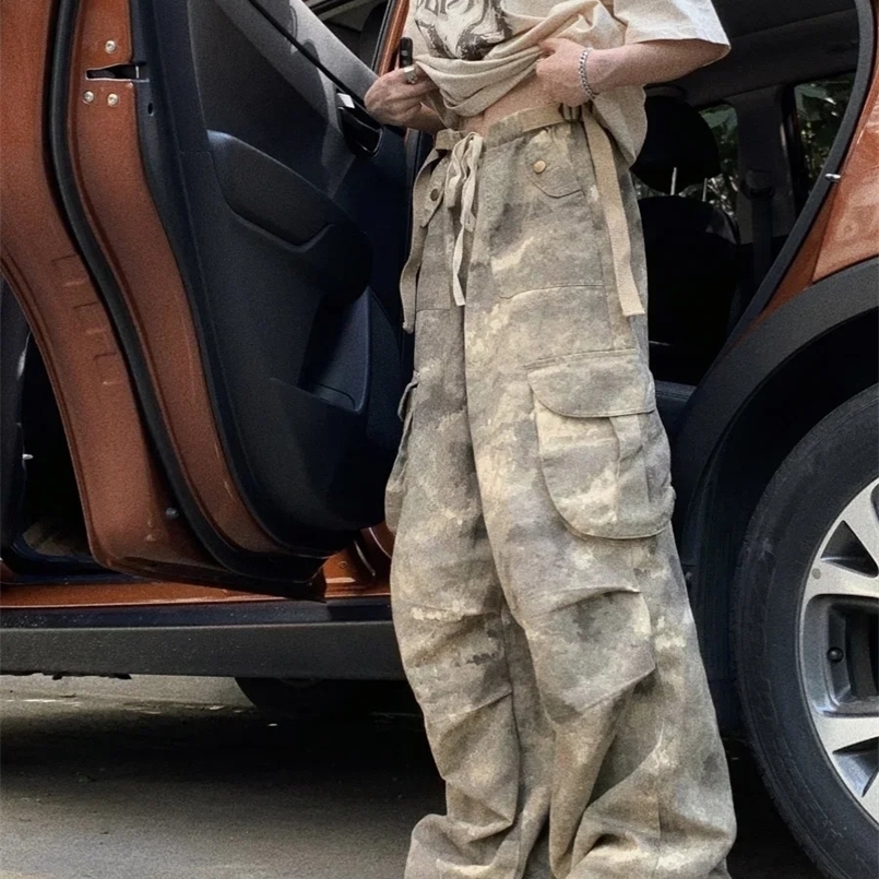 Summer American Retro Style Camouflage Multi-pocket Cargo Pants for Men and Women Street Trend Pants 250122