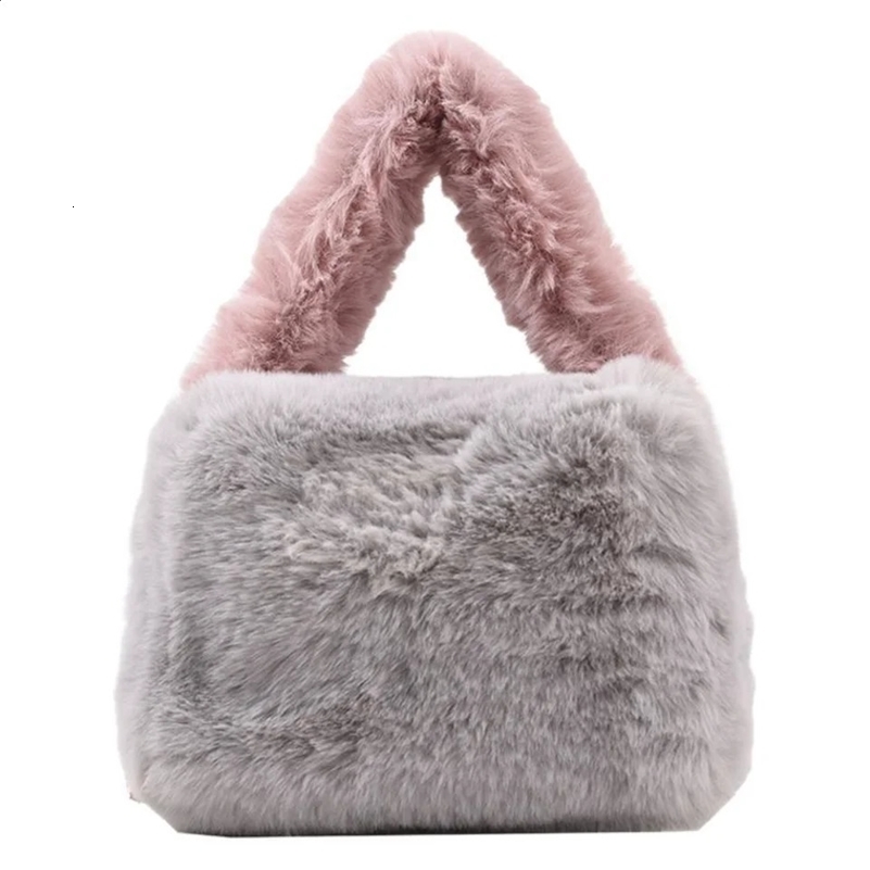 Mini Soft Plush Handbag Woman Shoulder Bag with Chain Winter Korean Version Crossbody Bag Fashion Casual Small Square Handle Bag 241216