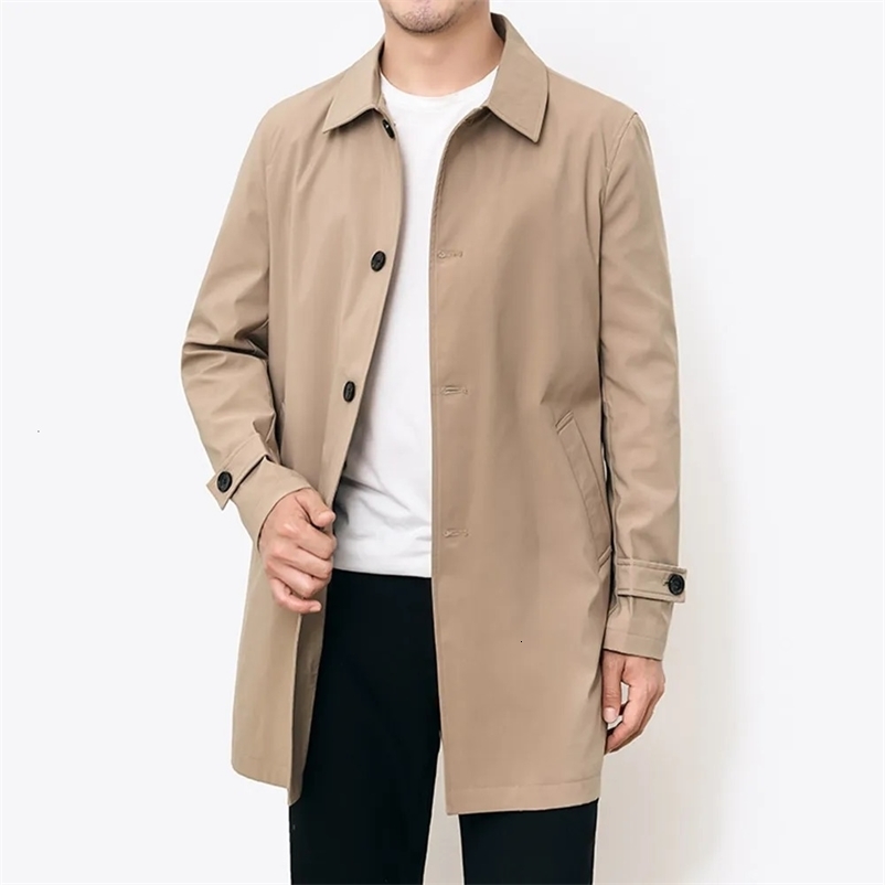 Spring and Autumn Mens Long Coat Windproof Machine Casual Loose Solid Color Trench Mens Fashion Mens Jacket Coat 241118