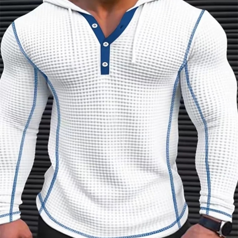 Waffle cotton ultra-thin hoodie fashionable hip-hop street sweater mens breathable sports jacket cotton casual long sleeved S-3XL 240930