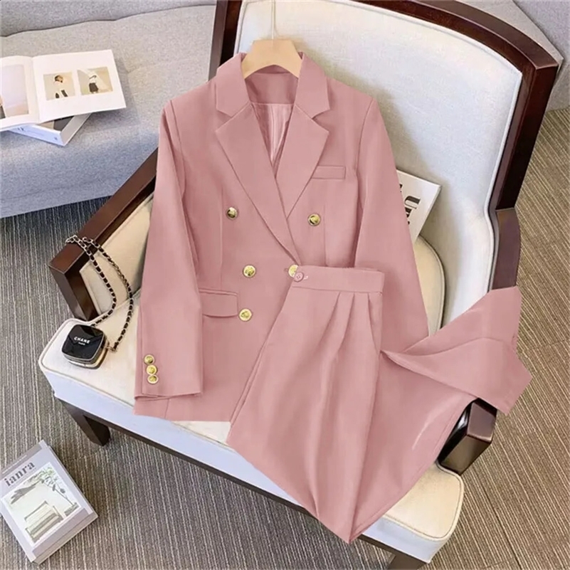 Autumn Two Piece Set For Women Casual Chic And Elegant Tops Coats Outfit Blazers Pants Sets Womens Suit Clothing 250410