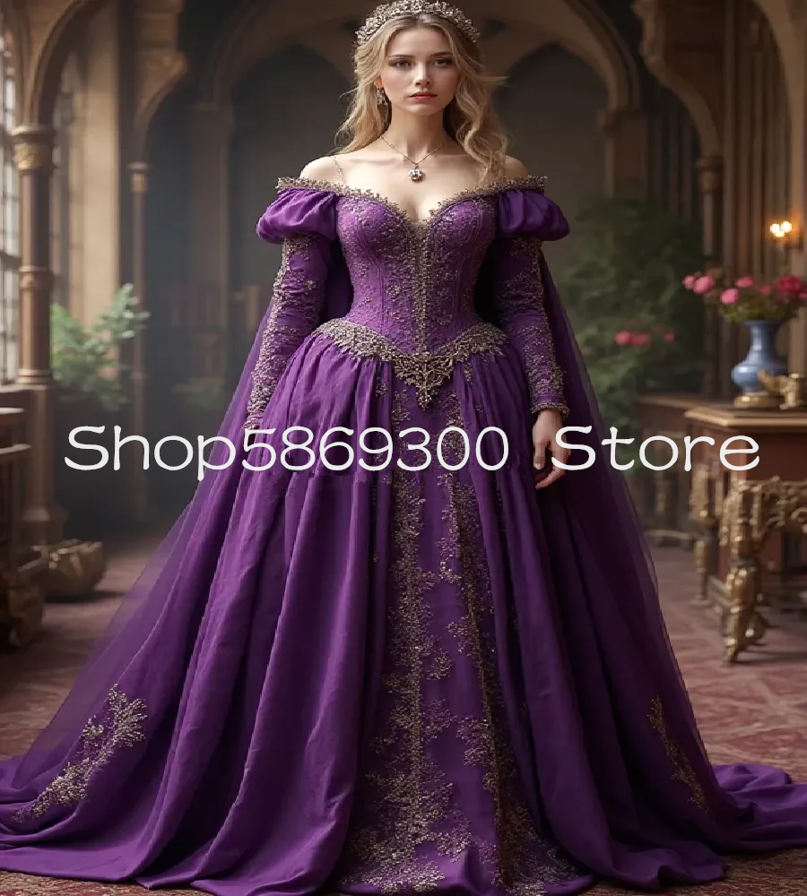 Robe de soirée victorienne violette Médievale Cap à manches longues CORSET ROBRES DU COSTUME DE LACE ELF ELF ELF CELTIQUE CUSTOSIDE