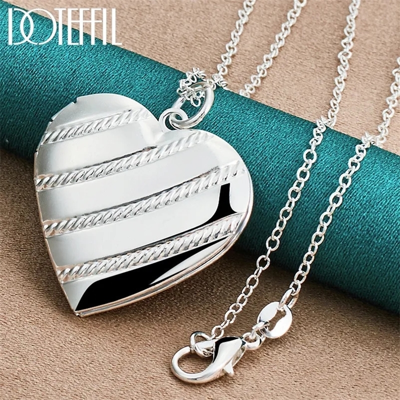 Pendant Necklaces DOTEFFIL 925 Sterling Silver Love Heaet P 16 18 Inch Snake Chain Necklace For Woman Man Fashion Wedding Charm Jewelry 231005bj