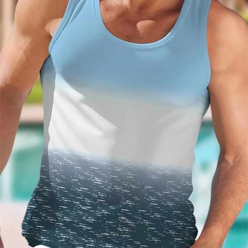 Hawaii casual fashion mens vest summer street mens vest outdoor sports mens sleeveless T-shirt 3D printing 240816bj