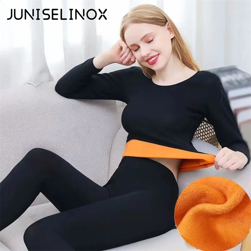 Womens Winter Underwear Plush Thick Shirt Top Warm Autumn Pants 2-piece Set Plush Size Womens Clothing 241021