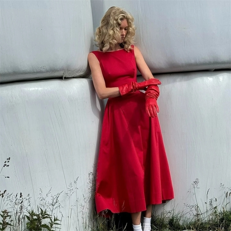 Suninheart 2025 Elegant and Beautiful Womens Dresses Red Sleeveless Year Party Dresses Sexy Casual Birthday Dress 250527