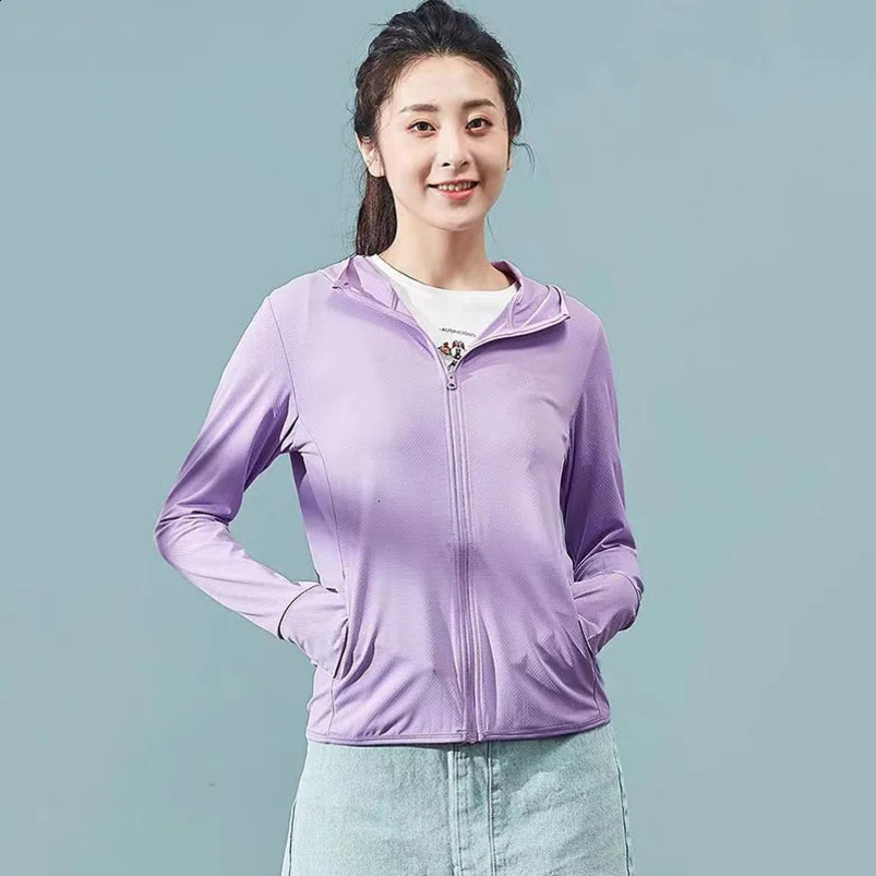 Xpqbb UPF50 Sun Protection Clothing Women Summer Thin Ice Silk Hooded Coat for Woman Outdoor Breathable Sports Sunscreen Jacket 250425