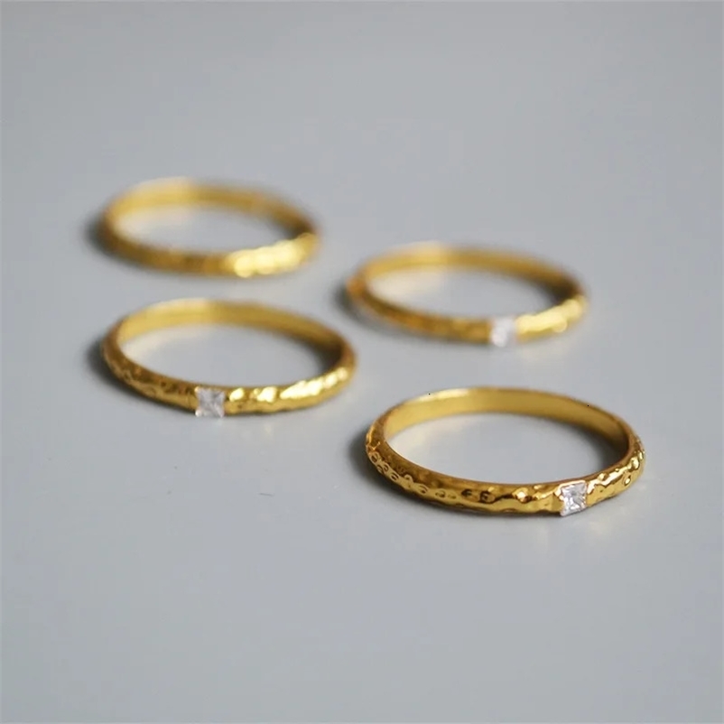 Band Rings French Cool Style Simple Layered Plain Face Aperture Brass Gold Plated Index Finger Ring Female 231222bj